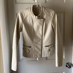 NWT Cream Charlotte Russe Faux Leather Moto Jacket